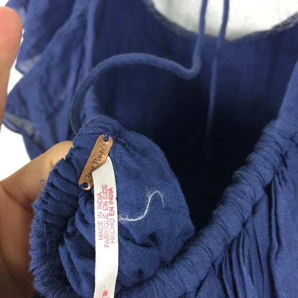 Free People Hailey Blue Oversized Ruffle Gauzy Mini Dress Small - Picture 5 of 16